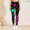 Women Plus Size High Waist Black Gold Printed Side Eyelet Lace Up Full Length Leggings