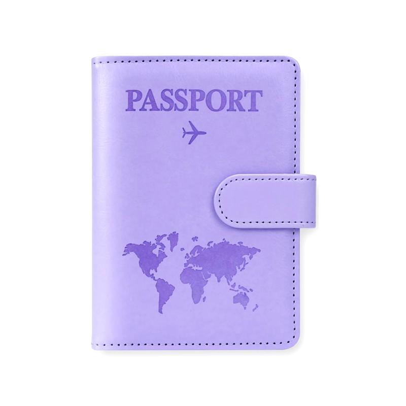 

Держатель для карт и набор бирок для чемодана, кожаный чехол с французской биркой для багажа с RFID для путешествий фиолетовый