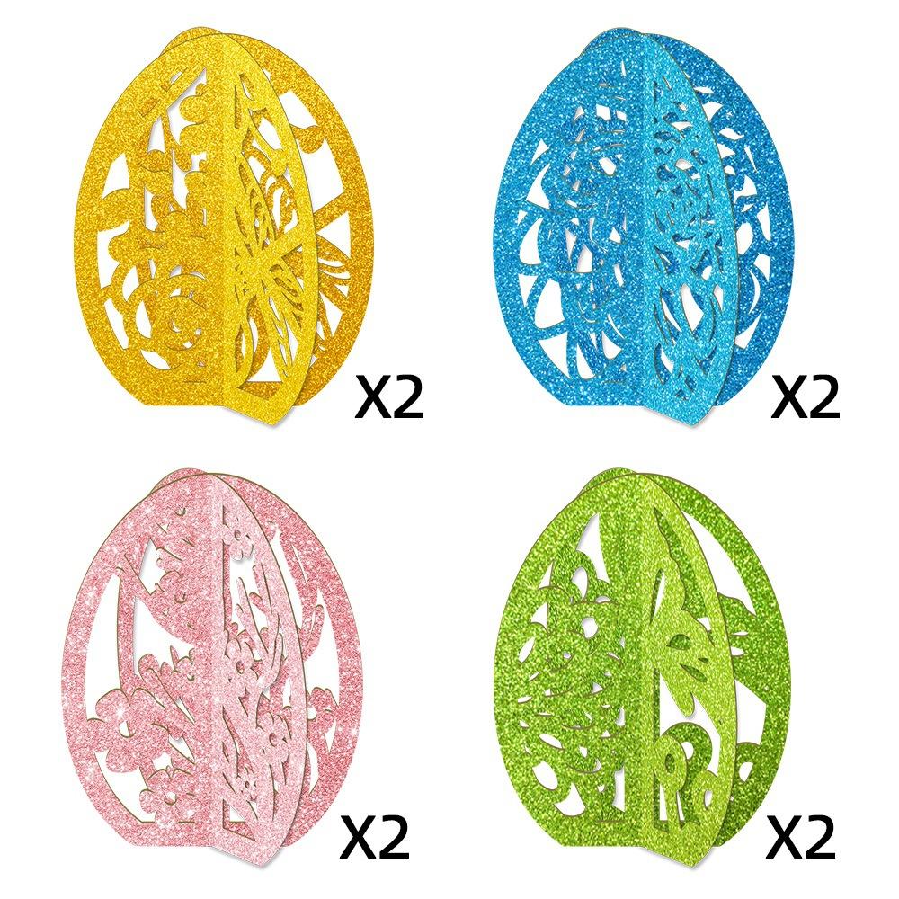 8PC Easter 3D Eggs Rabbit Desktop Ornament for Easter Party Hollow Egg Tabletop Decoration 2025 Spring Party Bunny Easter Eggs
