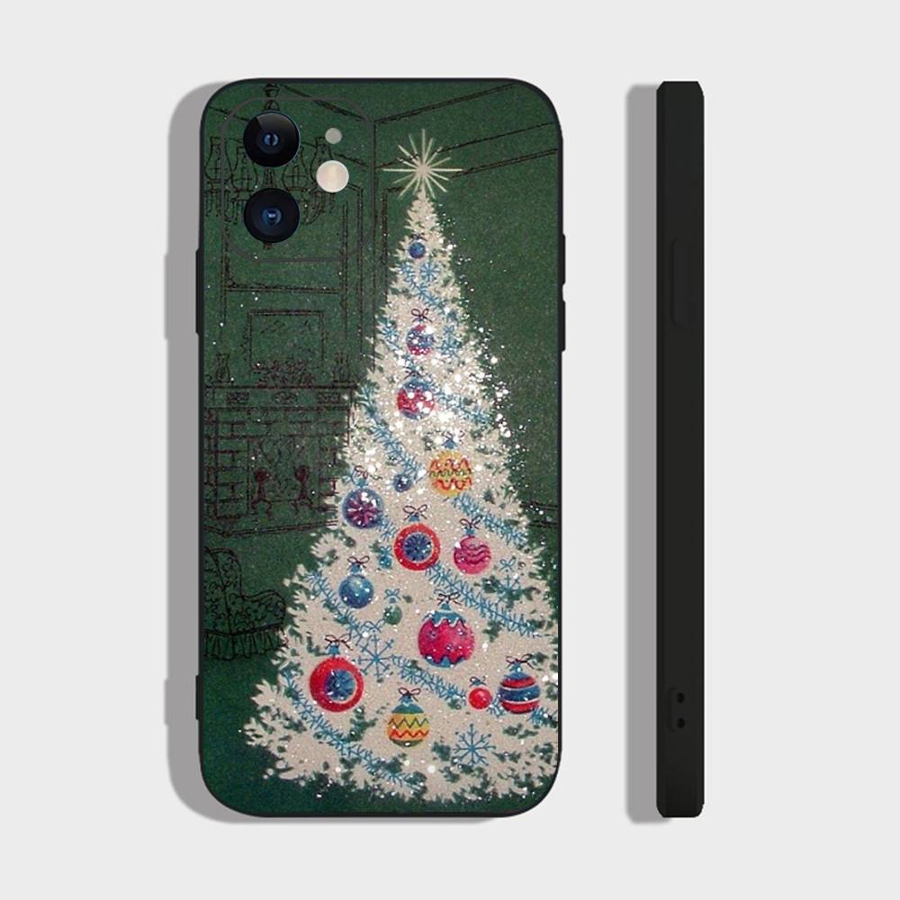 Merry Christmas Tree Phone Case For IPhone 17 Air 16 15 14 13 Pro Max 11 12 Black Silicone Cover