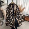 Big-Name Camellia Decoration Fashionable Imitation Cashmere Women'S Warm Scarf Short Beard Tassel Extended Shawl