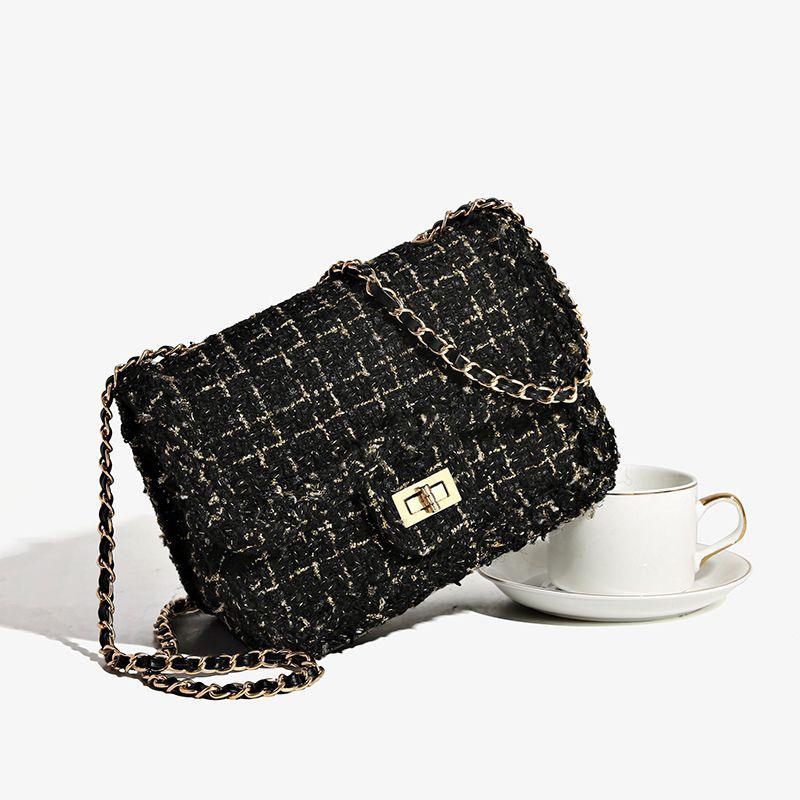 Wholesale woven niche temperament light luxury small fragrant woolen bag women's 2025 new chain shoulder bag crossbody bag