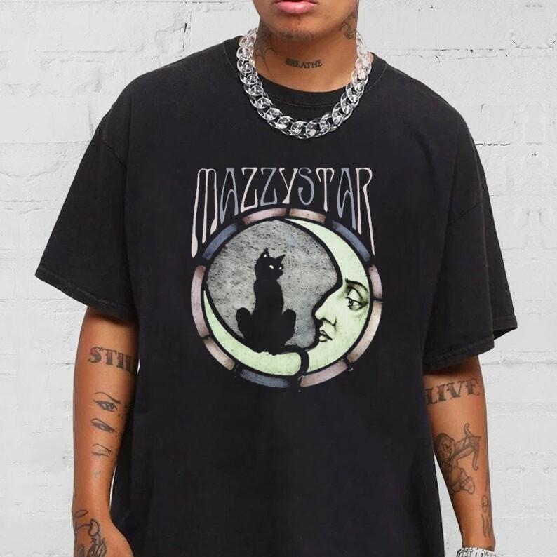 Mazzy Star Moon And Cat Tee, 90S Alt Rock, Mazzy Star Unisex Band Shirt Unisex T-Shirt L