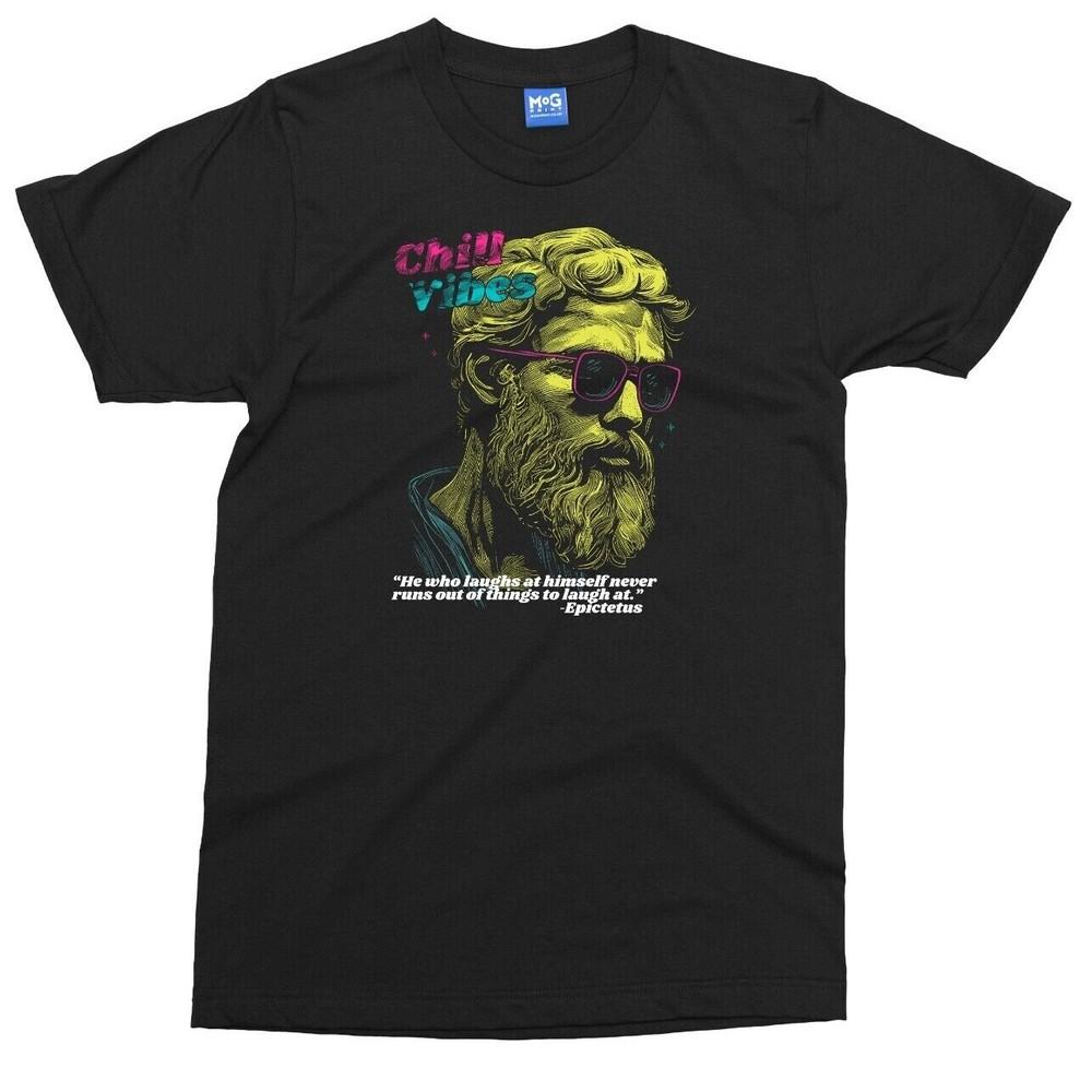 

Вайбы чилла Ретро футболка Эпиктет Стоицизм Футболка Забавная футболка с греческим философом 4XL