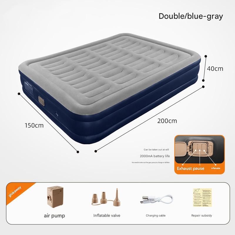 1-2 Person PVC Automatic Inflatable Mattress Camping Home Built-In Pump Bed Thickened For Indoor Outdoor Rest Lazy Sleeping Mat