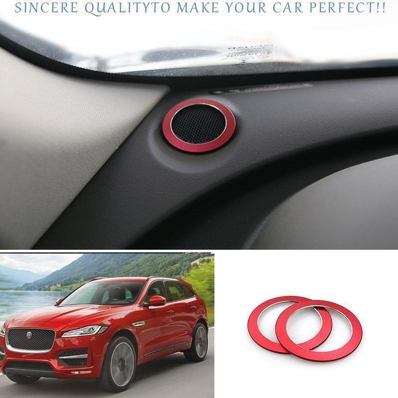 For Jaguar F-pace 2017-2024 Red Aluminum Alloy Dashboard L&R Speaker Sound Ring