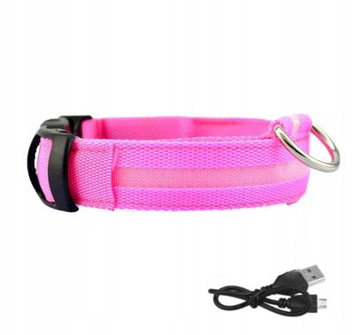 Led Waterproof Dog Collar With Usb Cable, Pink, Xl, 52-60Cm