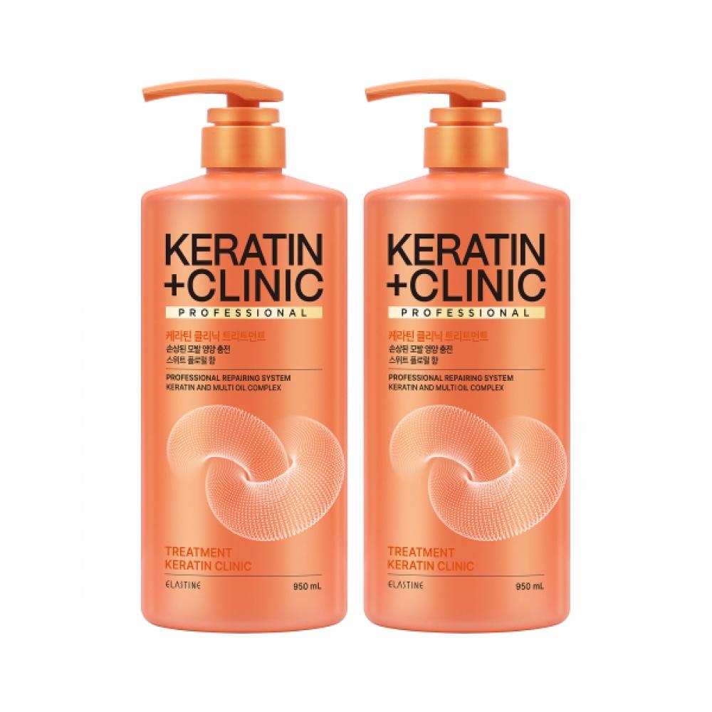 Elastine Keratin Clinic Protein High Nutrition Mildly Acidic Treatment Sweet Floral Fragrance 950 Ml X 2 NONE