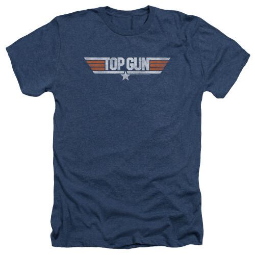 Top Gun Distressed Logo Adult Heather TShirt Navy Unisex T-Shirt XXXXL