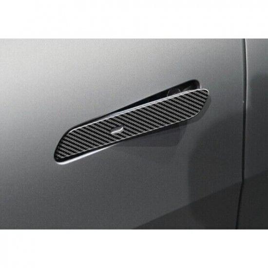 For Kia EV6 2022-24 Carbon Fiber Exterior Door Handle Cover Panel Frame Trim 4pc