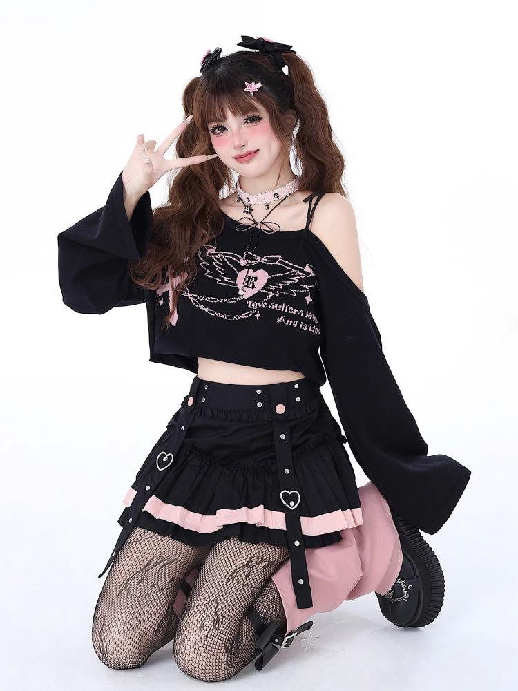 Japanese Kawaii Mini Cake Skirts Womens Sweet Patchwork Lolita Sexy High Waist Skirts Y2k Gothic Lace Aesthetic Ruffled Skirts