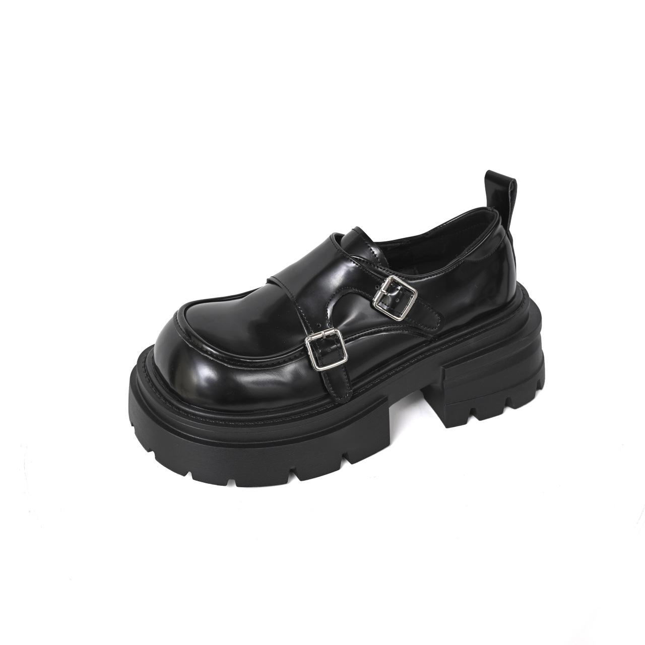 

Весна 2025 новые туфли-лоферы на высокой платформе и толстом каблуке в британском стиле, универсальные нишевые кожаные туфли, увеличивающие рост 35 чёрный