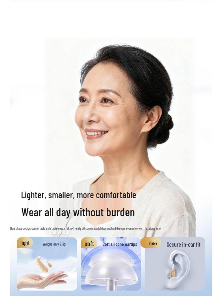 Rechargeable Behind-the-Ear Bluetooth Hearing Aid for Moderate To Severe Hearing Loss, Featuring Invisible Noise Reduction for the Elderly.