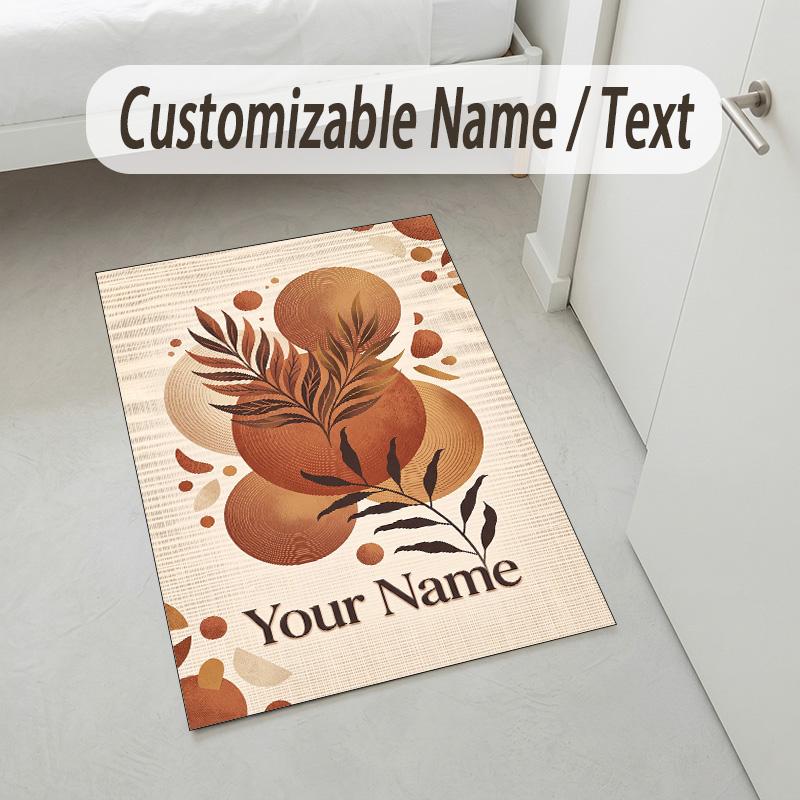 Autumnal Foxes Theme Soft Crystal Velvet Rug Custom Name & Text Print Non Slip Floor Rug for Bedroom Living Room