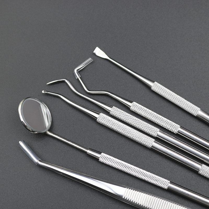 Stainless Steel Dental Tool Set with Tweezers, Mirror, and Probe for Dentists