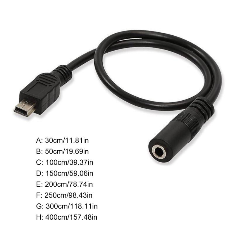 5pin Mini USB Male To 3.5mm Auditory Adapter Cord For Clip On Mic Microphone Adapter Cord 30CM-400CM