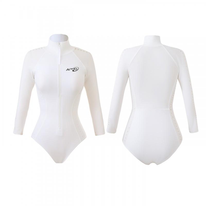 Costume da bagno intero a maniche lunghe da donna con imbottitura sul seno Protezione UV Asciugatura rapida Snorkeling Vacanza al mare
