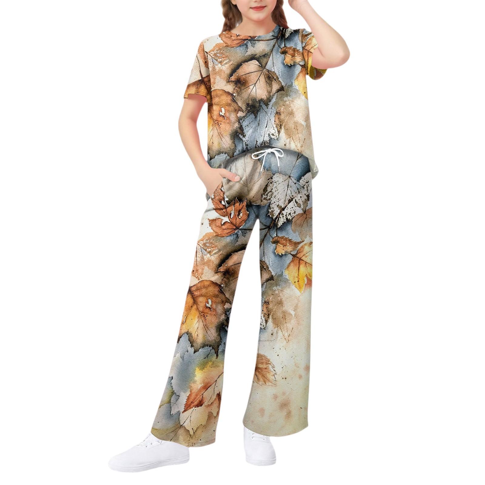 

Комплект из 2 предметов для девочек - футболка с коротким рукавом и брюки широкого кроя 160 жёлтый