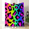 Leopard-like Spots with Black Shapes On a Vibrant Rainbow Gradient Background. for All Seasons Blanket Lunch Break Throw Gift