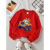 European Sizes Cartoon Monster Truck Orange Blue Eyes Girls' Crew Neck Fashion Sweatshirt, Autumn Winter Western Top, Long Sleeved Casual.