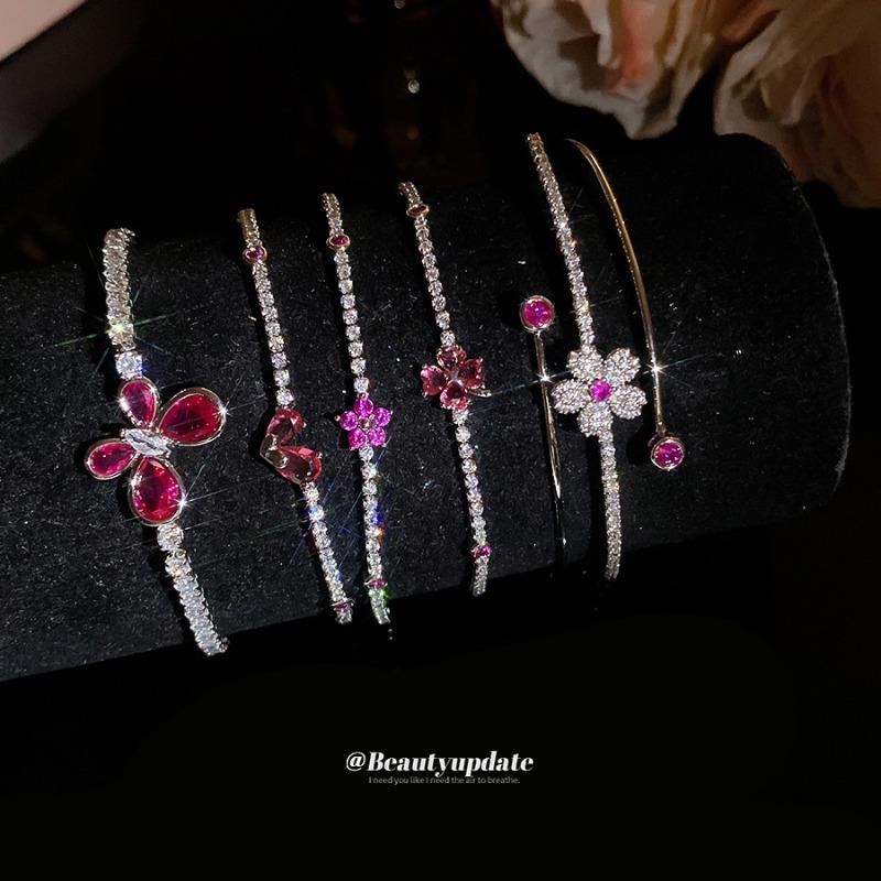 New super flash zircon flower bracelet fresh and sweet wind exquisite bracelet light luxury high-end versatile jewelry