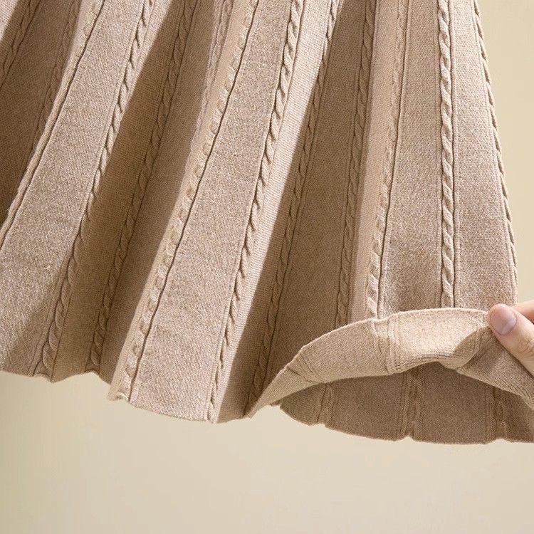 Korean Style A-Line High Waist Mini Skirt for Women - Slimming, Plus Size, Hip-Covering, Draping Effect, Big Swing Knitted Umbrella Skirt