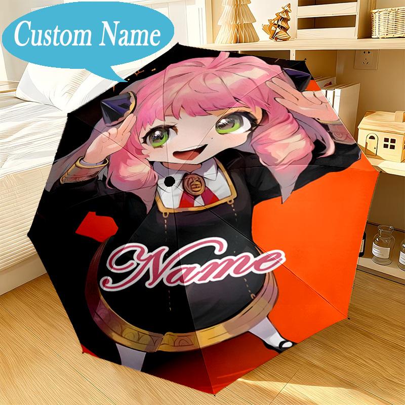 Custom Name Umbrella Pink Hair Anime Anya Umbrella 8-Frame for Travel, Camping, Casual Lightweight Portable, Essential for Family Gifts