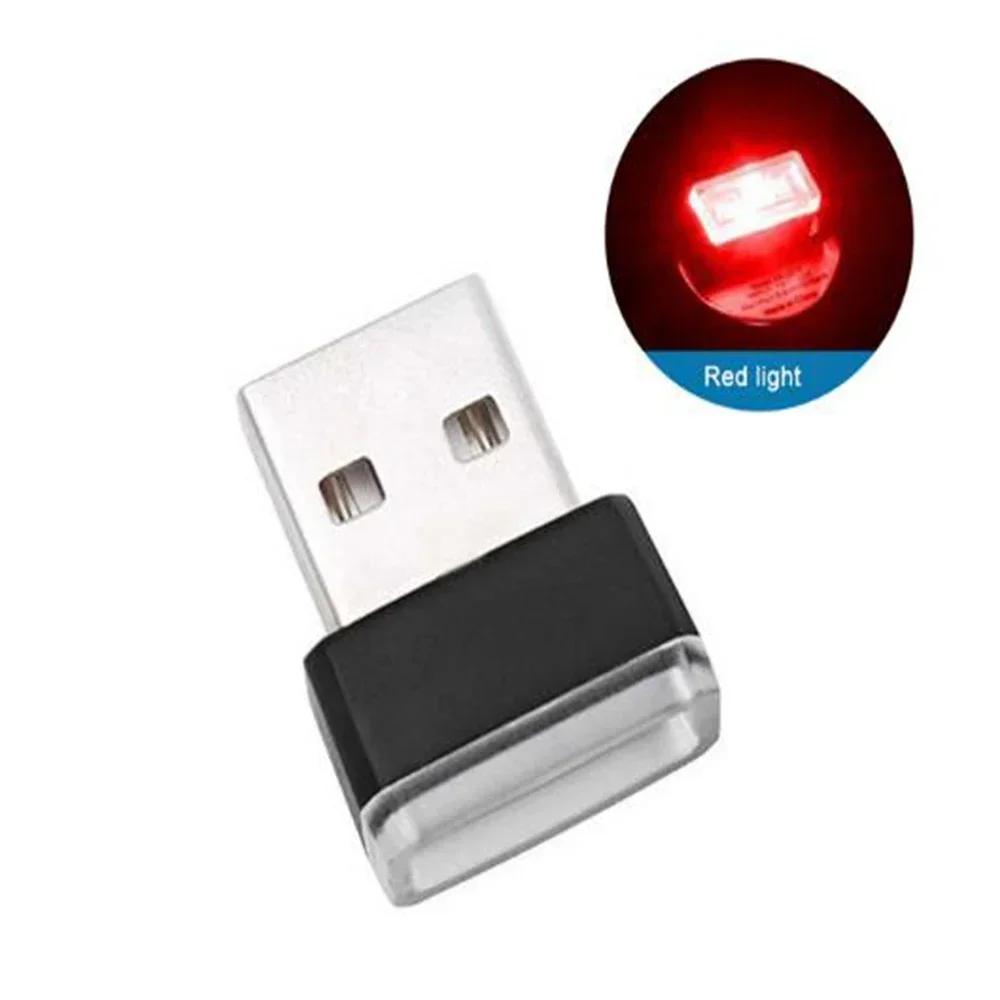 Car USB atmosphere light LED modification-free decorative light car interior foot lighting car mood light красный