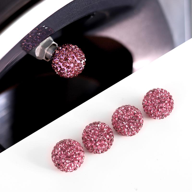 4Pcs/Lot Bling Rhinestone Universal Car Tire Valve Caps Crystal Diamond Shining Dustproof Valve Stem Caps Car Accessories