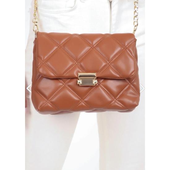 Women's Taba Quilted Patterned Chain Strap Shoulder Bag