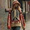 Womens Cozy Oversized Hooded Sweater With 3D Christmas Snowman Print Soft Knit Pullover Winter