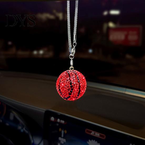 Universal Rearview Mirror Pendant Rhinestone Basketball Car Hanging Ornament Sports Fan for Shiny Decoration Vehicle Interior Decor Unique Gift Fans