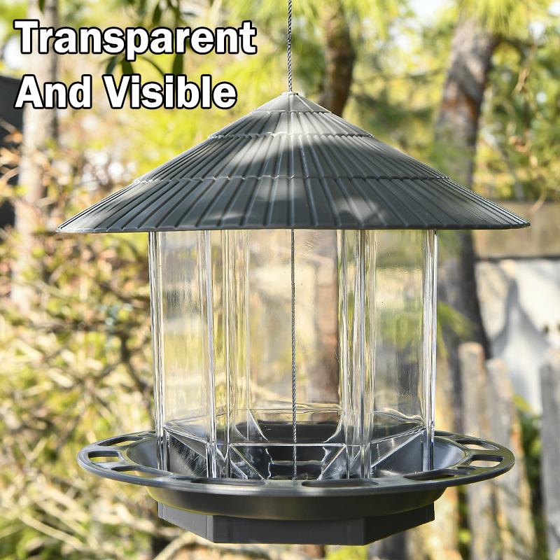 Waterproof Garden Gazebo Hanging Wild Bird Feeder Outdoor Container With Hang Rope Pet Birds Feeding House Type Bird Feeder