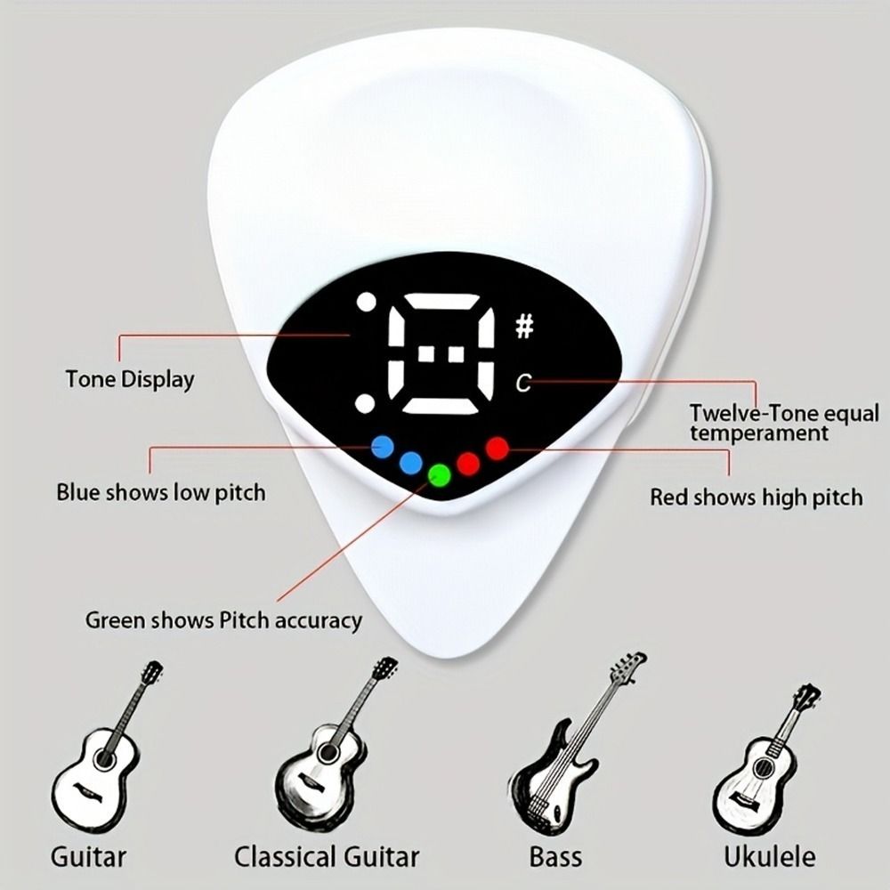Real Time Guitar Pick&Tuner Portable Electric Digital Tuner Folk Guitar & Ukulele Tuner  Acoustic