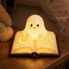 Durable Small Table Lamp Magic Book Ghost Night Light, Resin Tabletop Warm Glow with Moon Soft Yellow Light Star Relief, Cute Bedside Sleeping