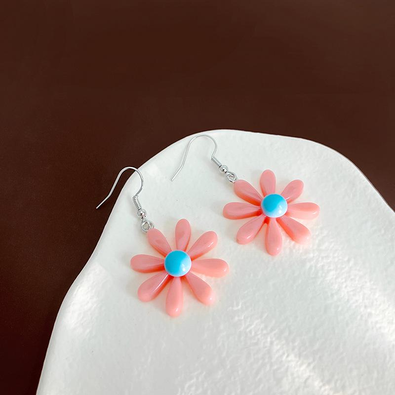 Boucles d'oreilles marguerites colorées en résine - Bijoux tendance tournesol style HyunA