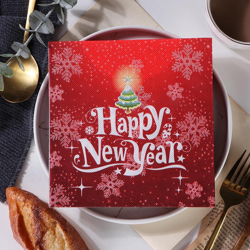 20Pcs/pack Christmas Series Printed Paper Disposable Tableware Napkin Tissues Xmas Happy New Year Party Decoration