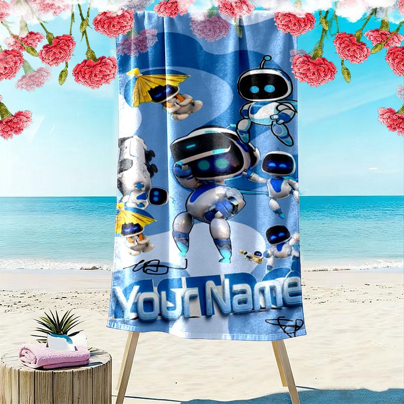 ASTRO BOT Custom Name Print Beach Towel, Large Soft Quick Dry Towel for Beach Camping Swimming