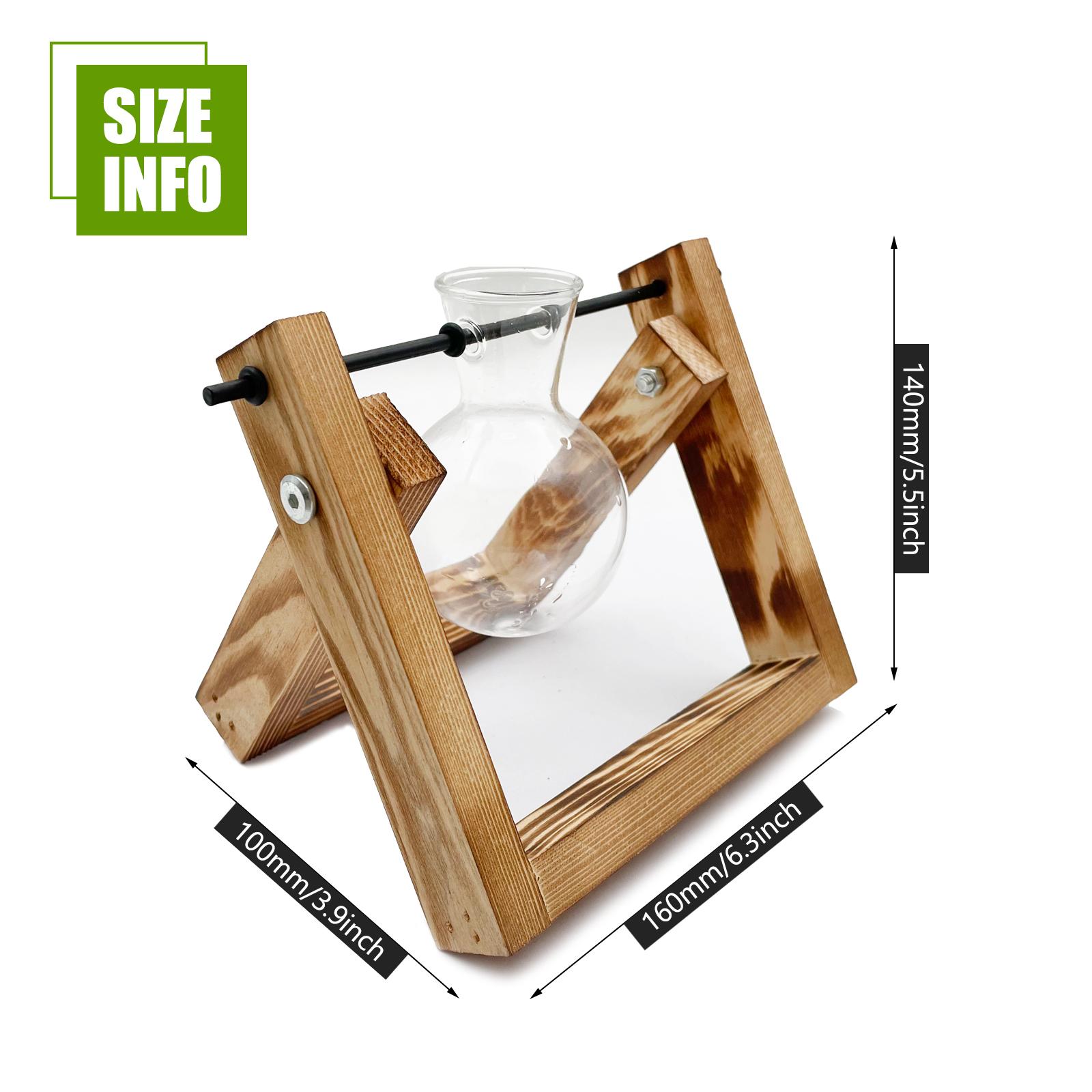 

Тераріум для рослин з дерев яною підставкою Станція розмноження рослин Вази для вкорінення рослин Підвісний скляний тримач рослин Прикраси Домашній декор A-1 Vase