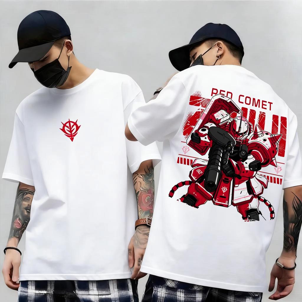 Unisex Cotton Short‑sleeve T‑shirt Printed with RX‑78‑2 Gundam Graphic from Mobile Suit Anime, Harajuku Y2K Streetwear T-shirt