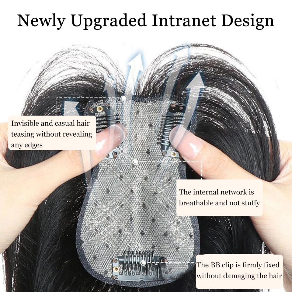 Synthetic Hair Topper  Straight 3 Clips Center Part Hairpiece Clip In One Piece Head Top Hair Extensions Invisible Replacement Cover White Hair