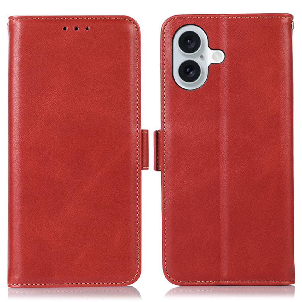 

For iPhone 17 Case RFID Blocking Genuine Cow Leather Wallet Phone Cover C