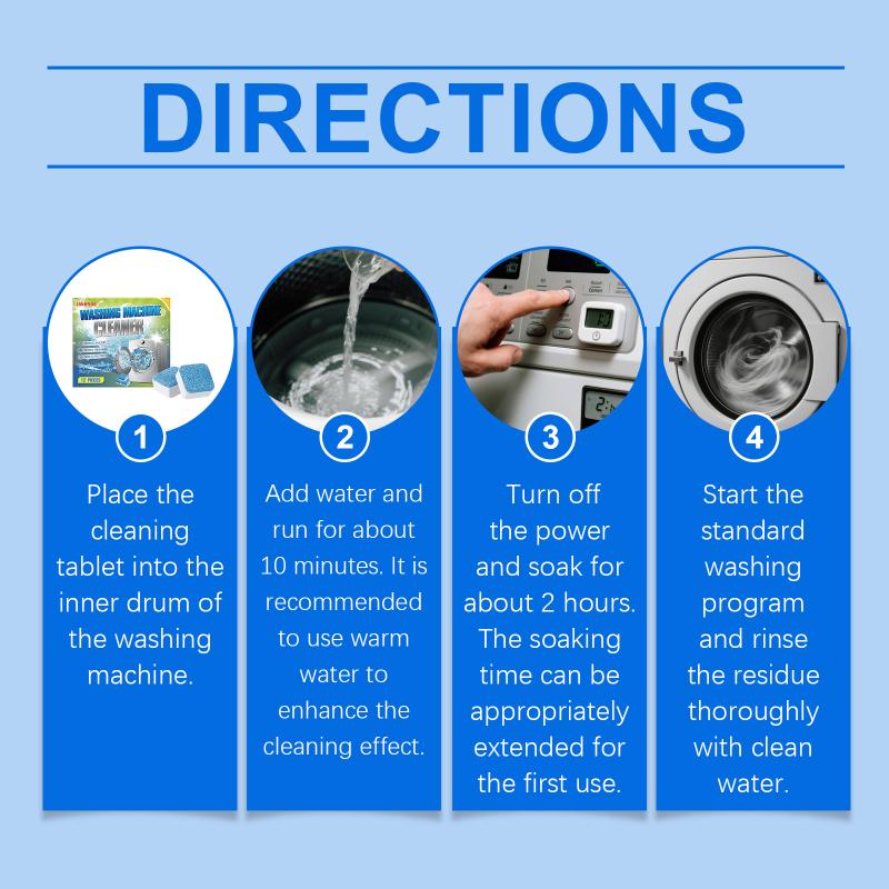 Bioactive Washing Machine Cleaner Tablets Deep Drum Cleaning Removes Limescale Odor Mold for Laundry Room Appliance Care