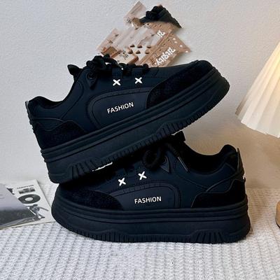 Schnür-Low-Top-Sneaker mit dicker Sohle, Frühling und Herbst, neue Freizeit-Schuhe, für den Weg zur Arbeit, hässlich-süß