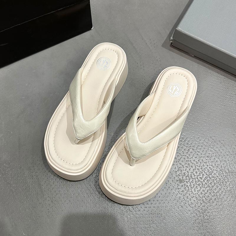 Fashion Female Shoes Rubber Flip Flops House Slippers Platform Slides Fashion 2025 Hawaiian Summer Soft Luxury Casual Leisure Rubber Fli