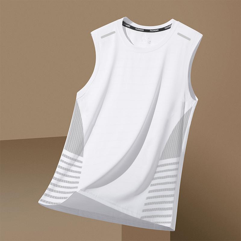 Gilet Sportivo da Uomo Estivo Asciugatura Rapida Traspirante Base Shirt Allenamento Spalle Larghe Senza Maniche Maglietta Tecnica Traspirante Top