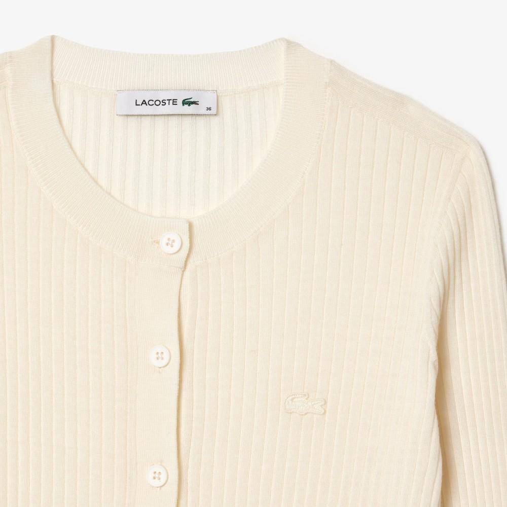 Lacoste Women's Slim Fit Rib Knit Crew Neck Cardigan AF2560-54N70V