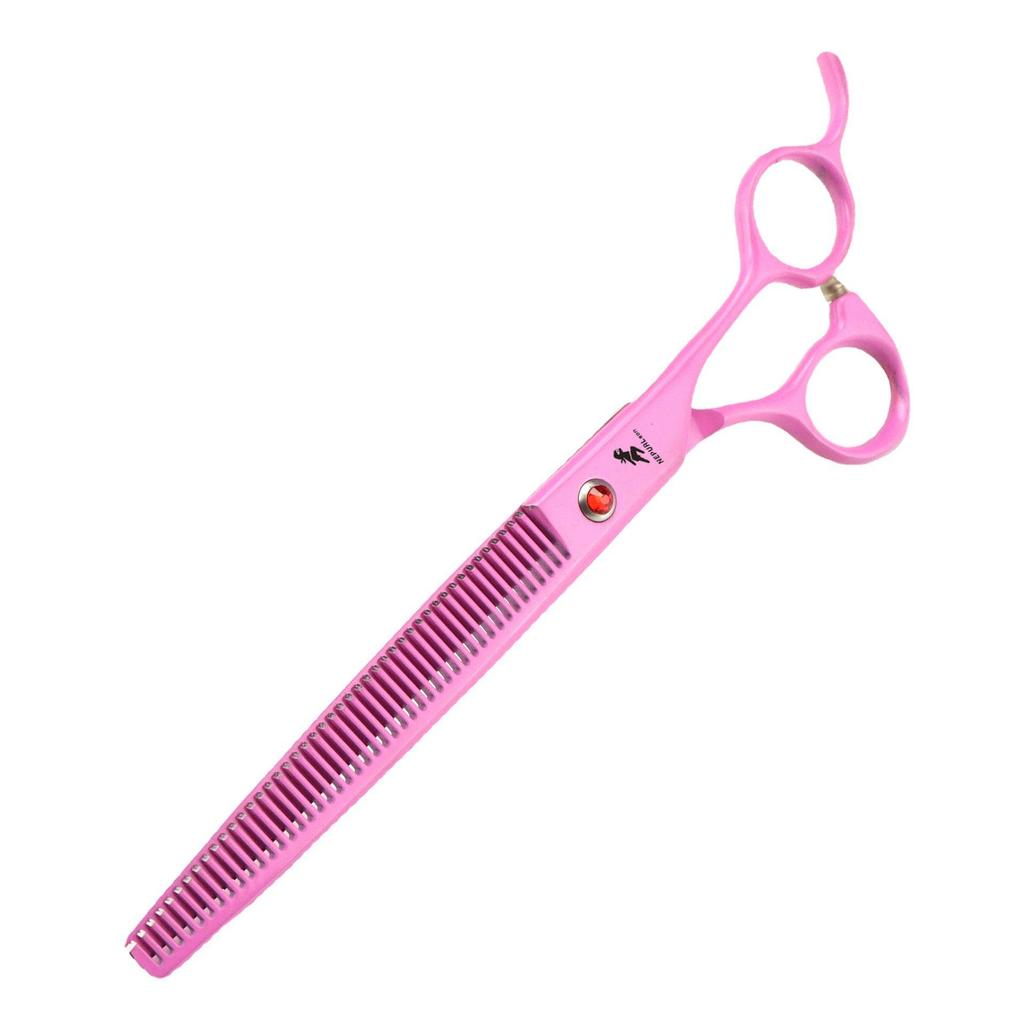 Napson Pink 8.0" Pet Grooming Scissors Set: Straight, Curved & Thinning (4 Pieces)