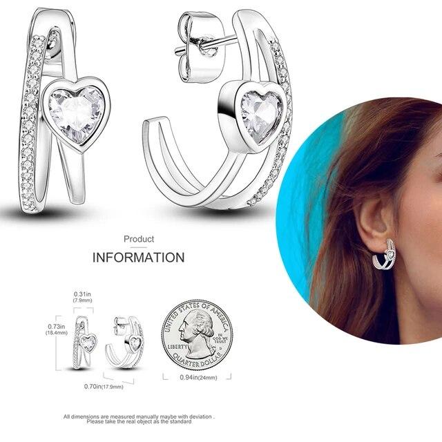 Brincos de argola de prata 925 para mulheres, brilhantes, pavê, cz, joias finas de luxo, brinco