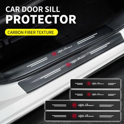 4Pcs Car Accessories Door Sill Scuff Plate Decor Carbon Fiber Stickers For Serpent Giulia 159 156 MITO Stelvio 147